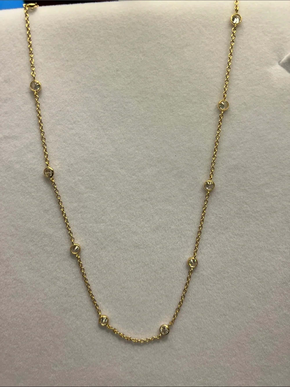 Delicate Gold Station Cubic Zirconia Necklace - Women Jewelry